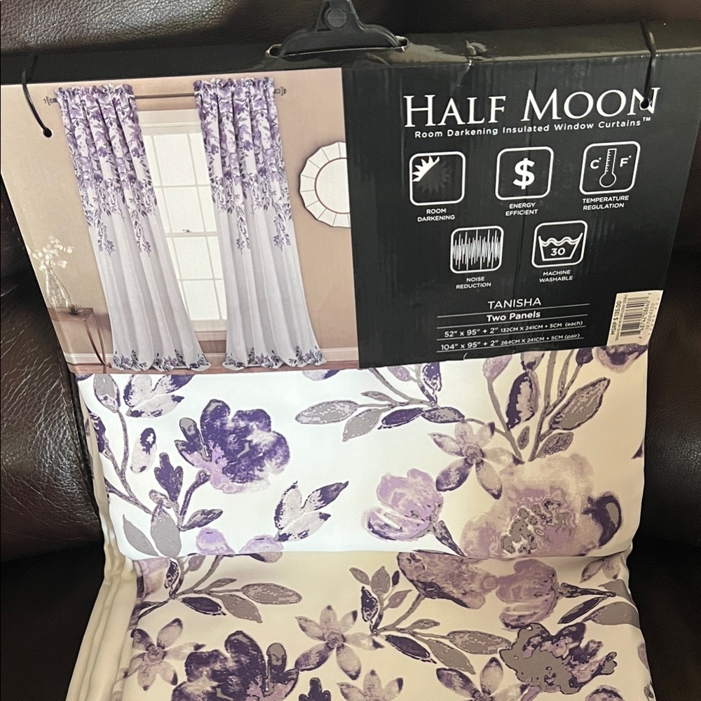 Half Moon Tanisha Purple Floral Curtains